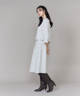 M Maglie le cassetto》袖刺繍レース艶めきツィード