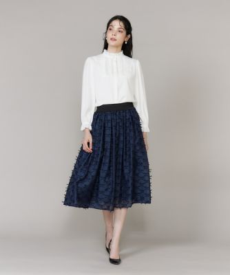 新品 TO BE CHIC 2024 リボン刺繍チュールスカート 大きいサイズ》チュールリボン刺繍スカート（5161152806