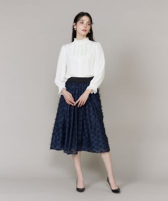 大きいサイズ》チュールリボン刺繍スカート（5161152806
