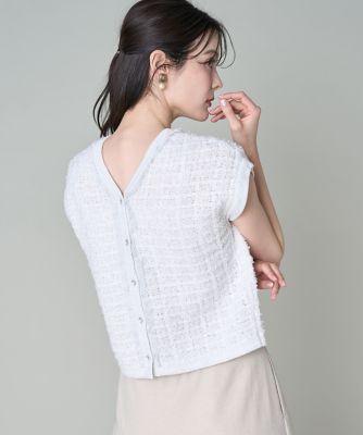 ebure ツイード ニット プルオーバー シルバー ラメ 半袖 ebure ツイード ニット プルオーバー シルバー ラメ 半袖 【公式通販】