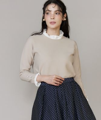 ＜Maglie le cassetto L (Women/大きいサイズ)＞《大きいサイズ》フリルドッキングニットプルオーバー（５１６１１７０８０２）