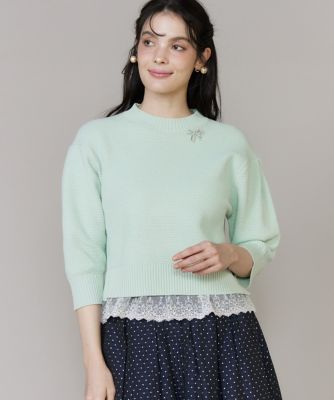 ＜Maglie le cassetto L (Women/大きいサイズ)＞《大きいサイズ》レースドッキングコンパクトプルオーバー（５１６１１７０８０４）