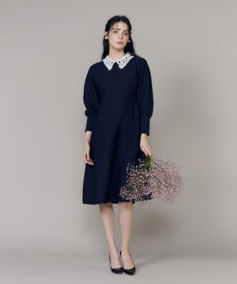 M Maglie le cassetto》衿レースニットワンピース