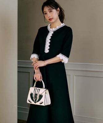 ＜Maglie le cassetto  (Women)＞《Ｍ　Ｍａｇｌｉｅ　ｌｅ　ｃａｓｓｅｔｔｏ×冨張愛》愛されクラシカル“Ｌａｃｅ”ニットワンピース（５１６１１７２２１１）