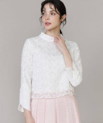 ＜Maglie le cassetto  (Women)＞《ＷＥＢ・ＰＯＰＵＰ限定》フラワー刺繍シアーブラウス《Ｍ　Ｍａｇｌｉｅ　ｌｅ　ｃａｓｓｅｔｔｏ》（５１６１１８２２０７）