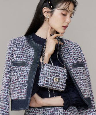 ＜Maglie le cassetto  (Women)＞《Ｍ　Ｍａｇｌｉｅ　ｌｅ　ｃａｓｓｅｔｔｏ》デニムファンシーツイードショルダーバッグ（５１６１２０１００４）