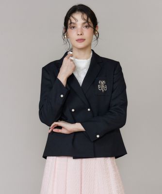 ＜Maglie le cassetto L (Women/大きいサイズ)＞《大きいサイズ》ロゴ刺繍パールボタンジャケット《Ｍ　Ｍａｇｌｉｅ　ｌｅ　ｃａｓｓｅｔｔｏ》（５１６２１４１５１５）