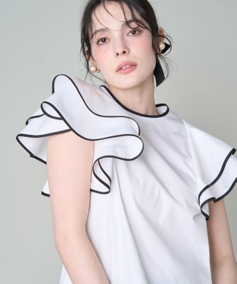 クルーネックフレア袖ブラウス（5162182014） | Maglie le