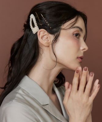 パール×ゴールド アソートヘアピン3点セット｜さっと重ねて上品に