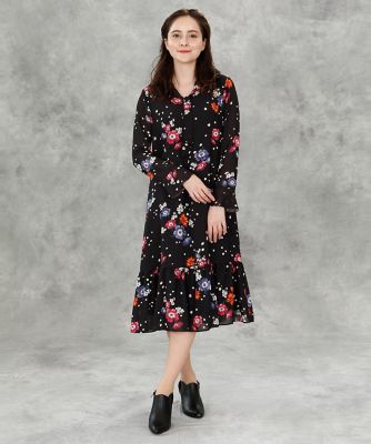 ＜Maglie le cassetto  (Women)＞《Ｍａｇｌｉｅ　ｐａｒ　ｅｆ－ｄｅ》ドットフラワープリントワンピース（５１９３１２１０１１）