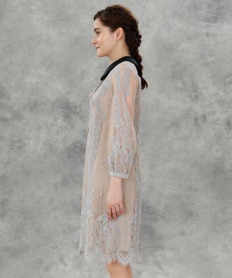 Maglie White》襟付きレースワンピース