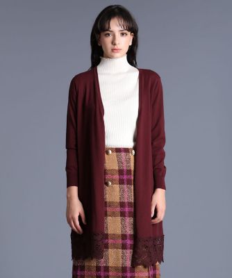 《Ｍａｇｌｉｅ　ｐａｒ　ｅｆ－ｄｅ》レースデザインロングカーディガン（５１９３１７８００６）