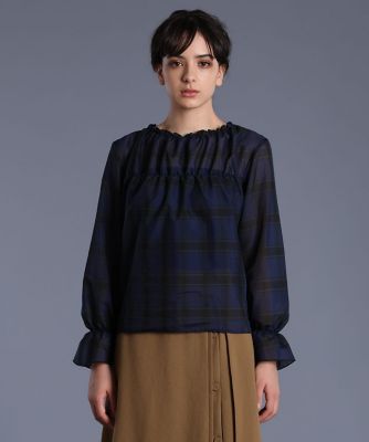 《Ｍａｇｌｉｅ　ｐａｒ　ｅｆ－ｄｅ》オーガンジーチェック柄シャーリングブラウス（５１９３１８２０１２）