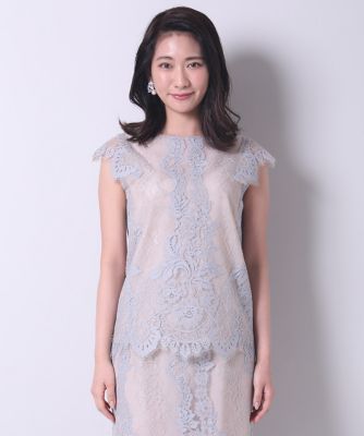 《Ｍａｇｌｉｅ　Ｗｈｉｔｅ》うしろボタンレースブラウス（５１９３１８２３０６）