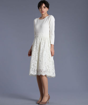 Maglie White》レースニットワンピース 