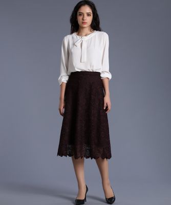 《Ｍａｇｌｉｅ　Ｗｈｉｔｅ》トルコレースフレアスカート（５１９４１５２３１７）