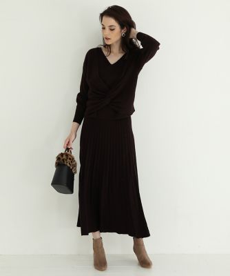 《大きいサイズ》ニットプリーツスカート《Ｍａｇｌｉｅ ｐａｒ ｅｆ－ｄｅ》（５５０４１７５００２）