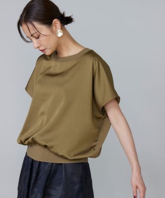 7-IDconcept.(Women)/セブンアイディコンセプト シルキーライクフレンチスリーブニットプルオーバー(6953170007) 53カーキ トップス【三越伊勢丹/公式】