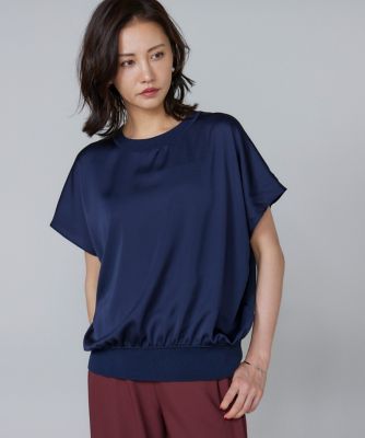 7-IDconcept.(Women)/セブンアイディコンセプト シルキーライクフレンチスリーブニットプルオーバー(6953170007) 60ネービーブル トップス【三越伊勢丹/公式】