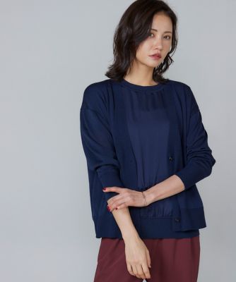 大きいサイズ》シルキーライクVネックニットカーディガン