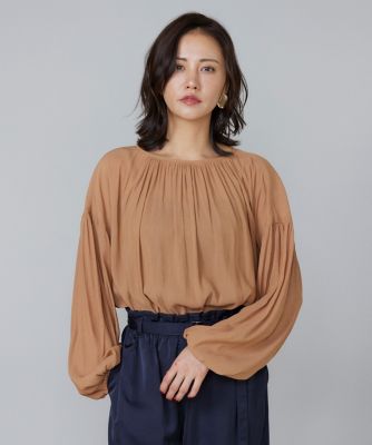 7-IDconcept.(Women)/セブンアイディコンセプト 《大きいサイズ》ギャザーブラウス(6953182817) 71オレンジ トップス【三越伊勢丹/公式】