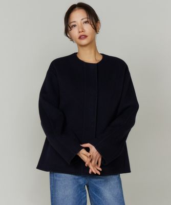 7-IDconcept.(Women)/セブンアイディコンセプト クルーネックリバーコート(6954111007) 60ネービーブル コート・ジャケット【三越伊勢丹/公式】