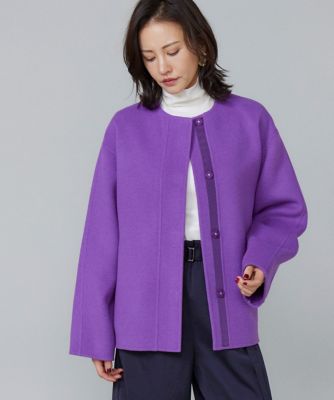 7-IDconcept.(Women)/セブンアイディコンセプト 《大きいサイズ》クルーネックリバーコート(6954111807) 62パープル コート・ジャケット【三越伊勢丹/公式】