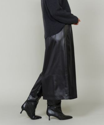 ＜7-IDconcept.(Women)＞レザーライクギャザーストレートスカート　（６９５４１５２０３８）