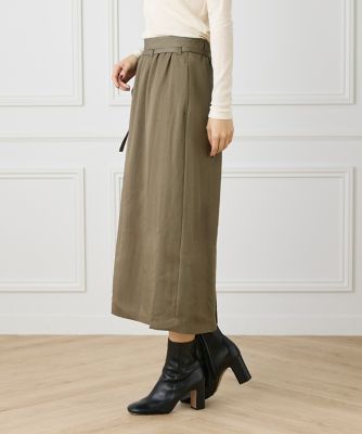 7-IDconcept.(Women)/セブンアイディコンセプト 《大きいサイズ》細タイベルト付きAラインスカート(6954152836) 53カーキ 【三越伊勢丹/公式】