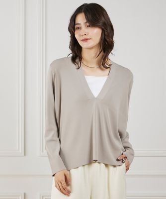 7-IDconcept.(Women)/セブンアイディコンセプト Vネックニットプルオーバー(6954170020) 23ベージュ トップス【三越伊勢丹/公式】