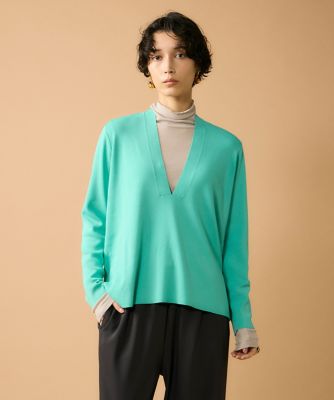 7-IDconcept.(Women)/セブンアイディコンセプト Vネックニットプルオーバー(6954170020) 59ミドリ トップス【三越伊勢丹/公式】