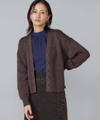 7-IDconcept.(Women)/セブンアイディコンセプト シャイニーカーディガン(6954178005) 40チャイロ トップス【三越伊勢丹/公式】