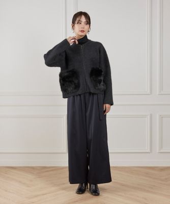 45th限定企画》フェイクファーポケット ラクーン ニットブルゾン
