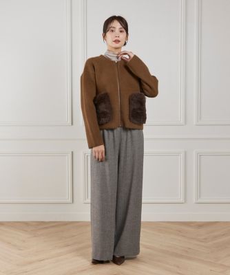 45th限定企画》フェイクファーポケット ラクーン ニットブルゾン