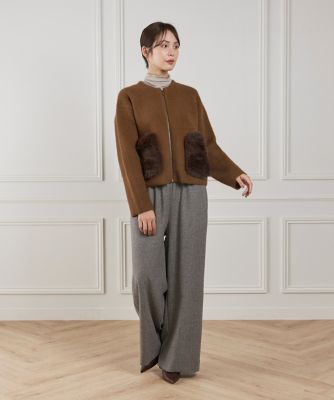 45th限定企画》フェイクファーポケット ラクーン ニットブルゾン