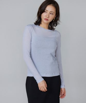 7-IDconcept.(Women)/セブンアイディコンセプト シアーテレコ ロングTシャツ(6954190003) 64ライトグレー トップス【三越伊勢丹/公式】