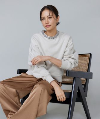 7-IDconcept.(Women)/セブンアイディコンセプト ビジュー衿裏毛プルオーバー(6954190005) 23ベージュ トップス【三越伊勢丹/公式】