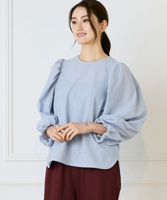 7-IDconcept.(Women)/セブンアイディコンセプト ギャザースリーブプルオーバー(6954190006) 63サックス トップス【三越伊勢丹/公式】