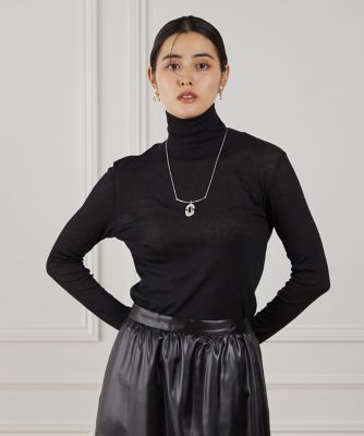 7-IDconcept.(Women)/セブンアイディコンセプト 《大きいサイズ》シアーテレハイネックTシャツ(6954190804) 10クロ トップス【三越伊勢丹/公式】