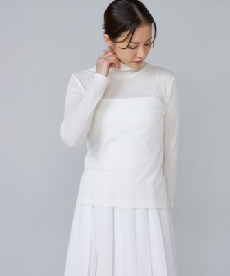 7-IDconcept.(Women)/セブンアイディコンセプト 《大きいサイズ》シアーテレハイネックTシャツ(6954190804) 22アイボリー トップス【三越伊勢丹/公式】