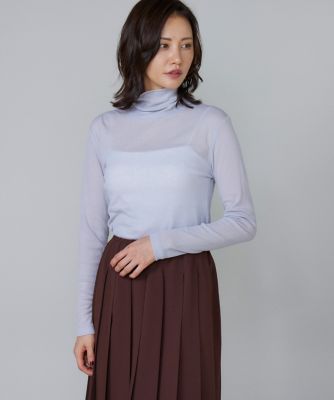 7-IDconcept.(Women)/セブンアイディコンセプト 《大きいサイズ》シアーテレハイネックTシャツ(6954190804) 64ライトグレー トップス【三越伊勢丹/公式】