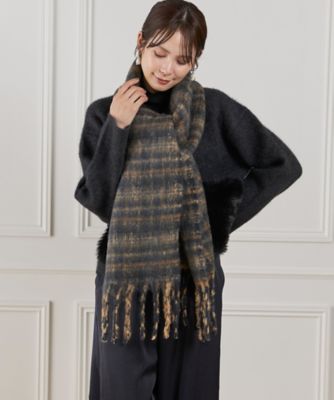 ＜7-IDconcept.(Women)＞ブークレー　トーナルチェック　マフラー　（６９５４２８４００３）