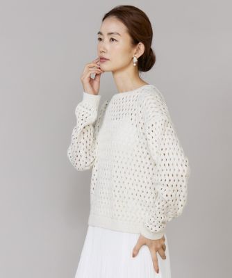 ＜7-IDconcept.(Women)＞《大きいサイズ》透かし柄ボートネックプルオーバー（６９６１１７０８０１）