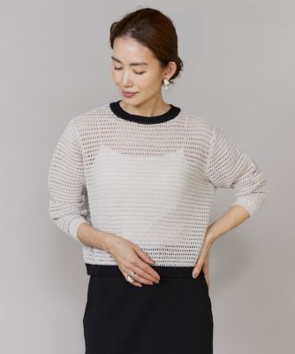 ＜7-IDconcept.(Women)＞《大きいサイズ》透かし柄ボートネックプルオーバー（６９６１１７０８０７）