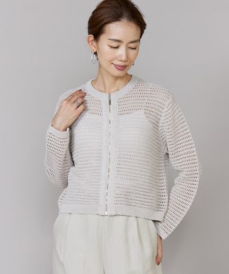 ＜7-IDconcept.(Women)＞《大きいサイズ》透かし柄ニットブルゾン（６９６１１７８８０８）