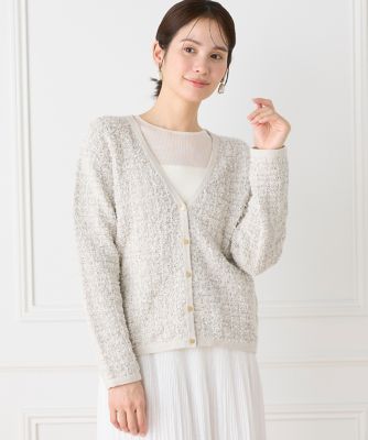 ＜7-IDconcept.(Women)＞《大きいサイズ》ツイード柄Ｖネックカーディガン（６９６１１７８８１２）