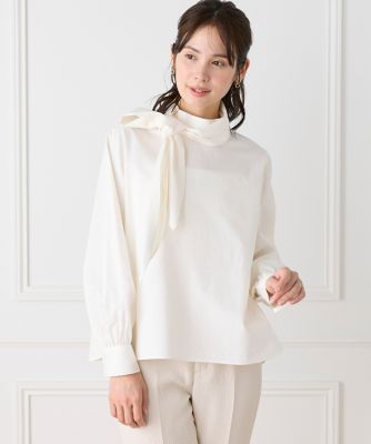 ウィメンズ サテン ボウタイ ブラウス（165014SH191