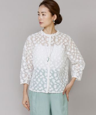 ＜7-IDconcept.(Women)＞《大きいサイズ》カットジャカードブラウス（６９６１１８２８０８）