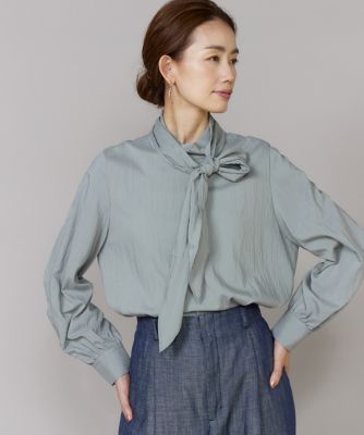 ＜7-IDconcept.(Women)＞《大きいサイズ》ハイネックボウタイ付きブラウス（６９６１１８２８１１）