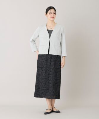 リネン混 カラーレスジャケット（6962141035） | 7